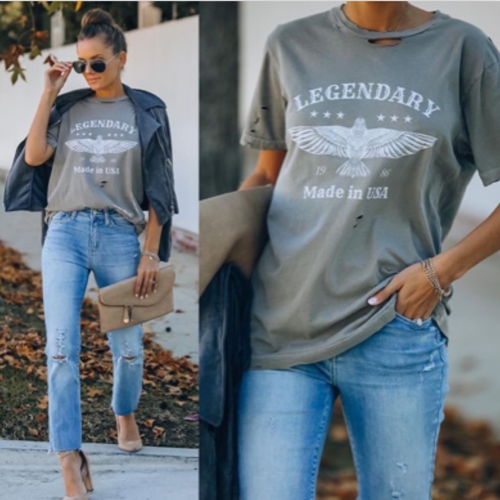 Vici Lulusimon Studio Legendary Distressed Cotton Eagle Tee
